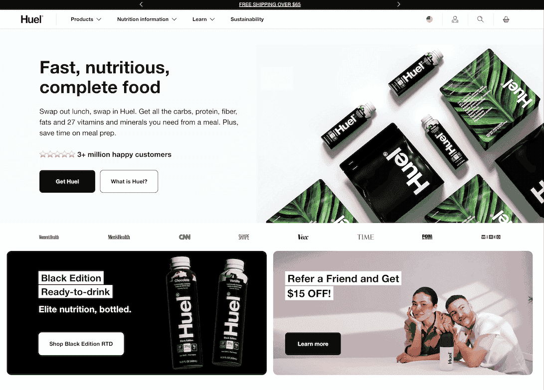 Example of a clear Shopify store design